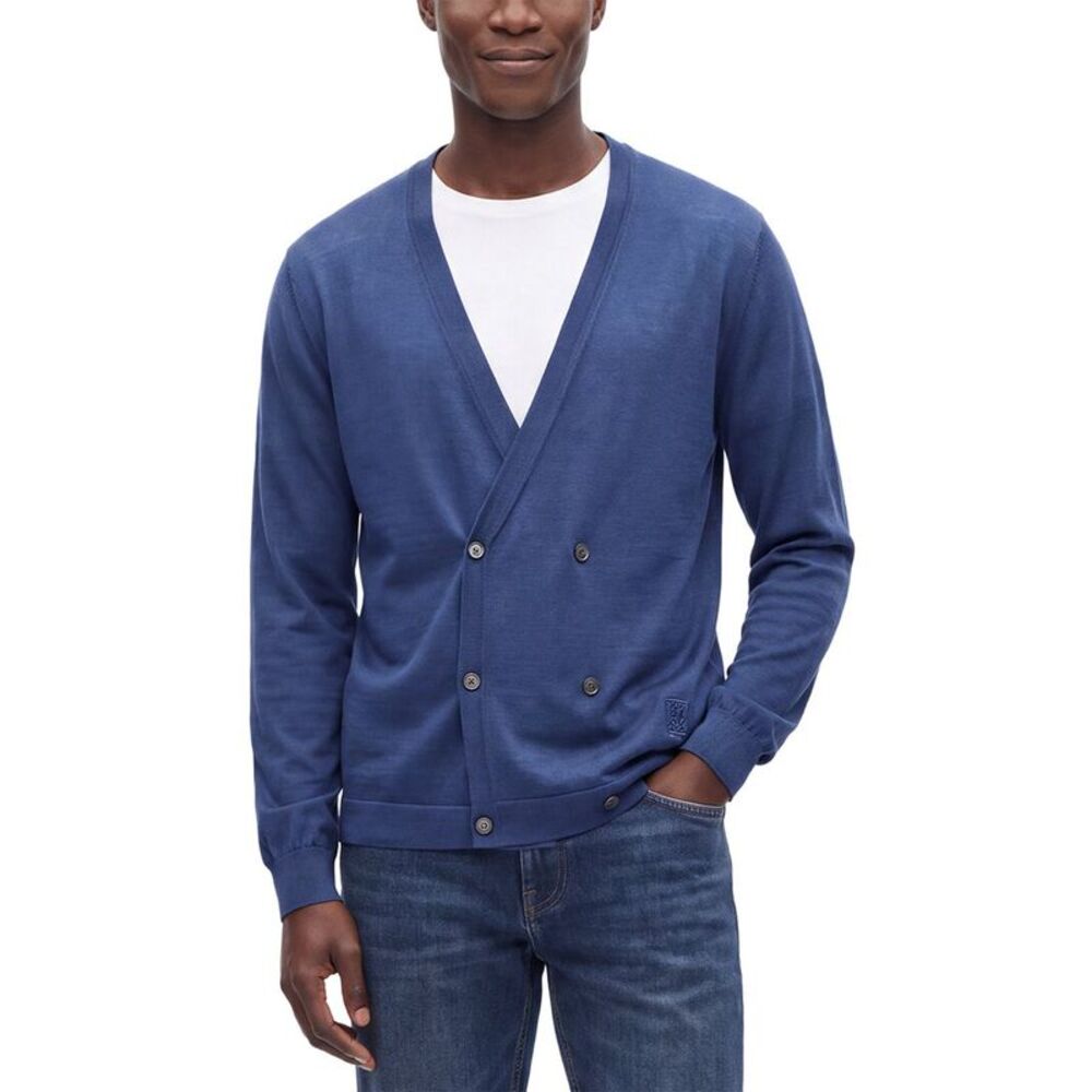 Corneliani Mens  Cc Collection Double-Breasted Cardigan, Blue